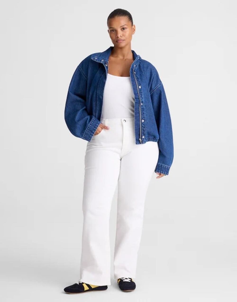 Madewell The Plus Curvy Flare Crop Jean Super Stretch Denim Tile White 14W NWT